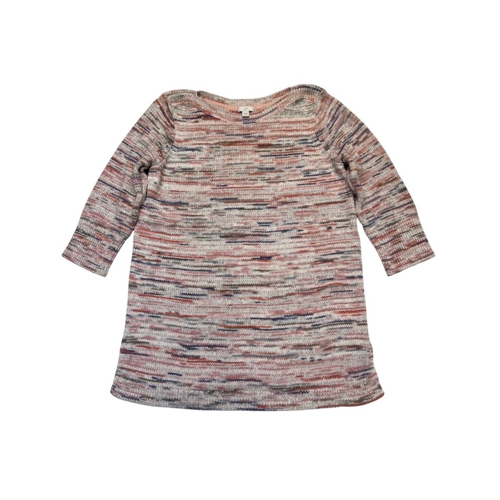 J. Jill Pink Multicolor 100% Cotton Comfy Cottagecore Soft Girl Sweater Size M